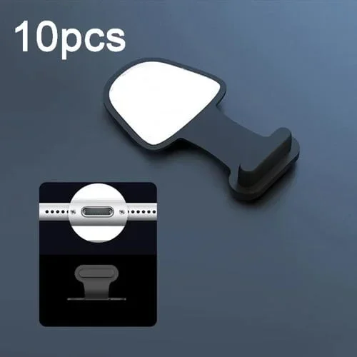 Puerto de carga para teléfono móvil 8 pines tapón antipolvo silicona (Negro) 10 unidades