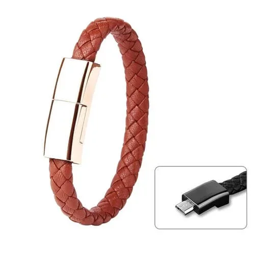 Pulsera de carga y datos USB A a Micro USB Xj-71 20cm (Marrón)