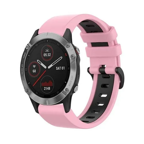 Pulsera Deportiva Silicona para Garmin Fenix 6 22mm Dos Colores (Rosa+Negro)