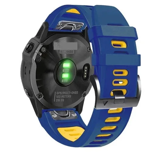 Pulsera deportiva silicona para Garmin Oproch S62 (Midnight Blue+Yellow)