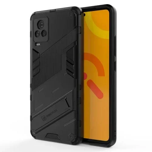 Punk Armor 2 En 1 PC + Funda a Prueba de Golpes TPU con Titular Invisible para Vivo Iqoo 7 (Negro)