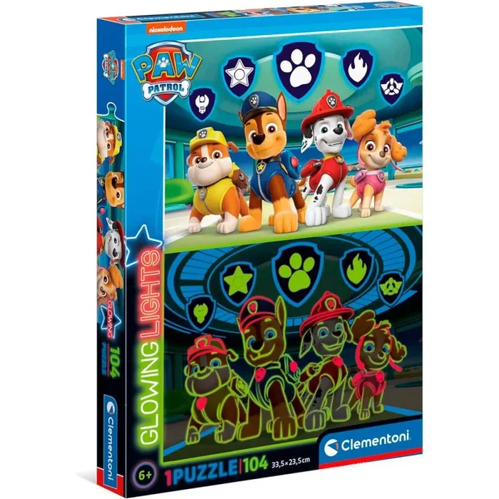 Puzzle glowing patrulla canina paw patrol 104pzs