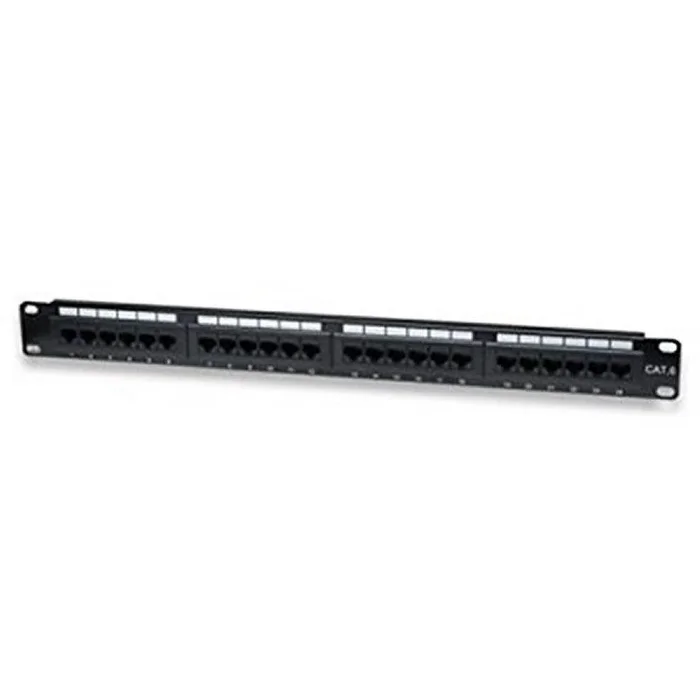 PW WP WPC-PAN-6U-24 1U Panel de parcheo – Bahía de Entrada (UTP, RJ-45, Cat6, Negro, 1U)
