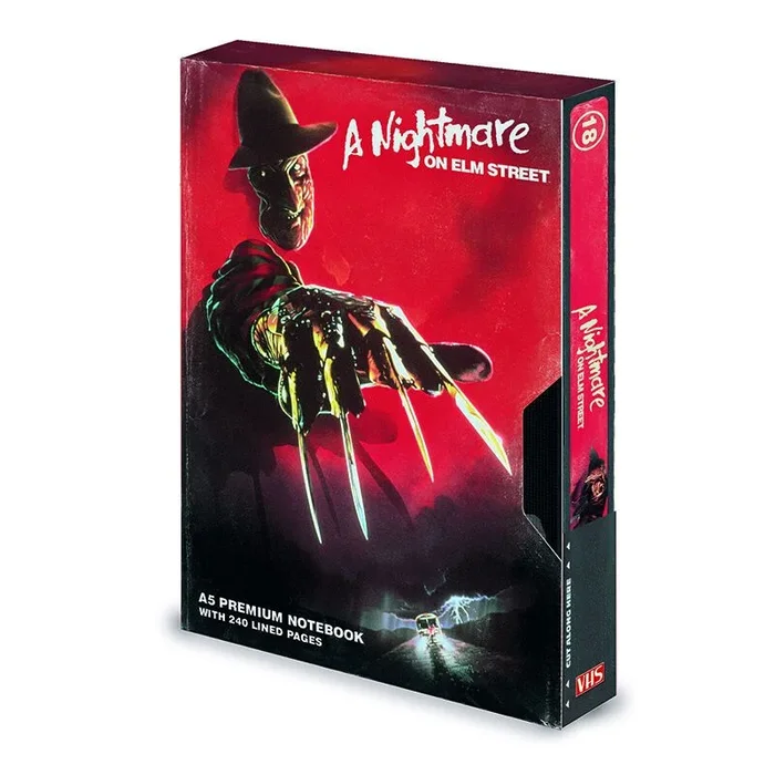 Pyramid International A Nightmare On Elm Street Journal – Cuaderno A5 (diseño retro de vídeo Nasty VHS), blocs de notas A5 y cuaderno en caja de regalo, 240 páginas, producto oficial