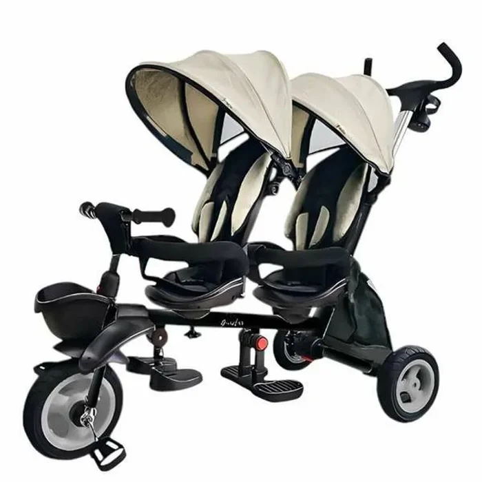 QPlay Triciclo Evolutivo Bebé para Dos | Triciclo para Gemelos o Mellizos | Triciclo para Bebes Desde 10 Meses hasta los 36 Meses | Triciclo Paseos en Familia
