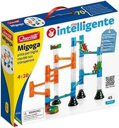 Quercetti 45-Piece Transparent Marble Run – Marble Run Construction Toy