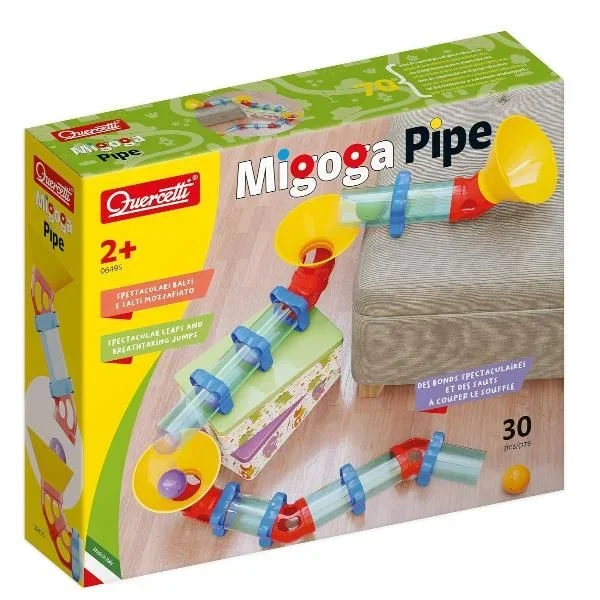 Quercetti – 6495 Migoga Pipe,Circuito de canicas, Juegos de construcción, Multicolor