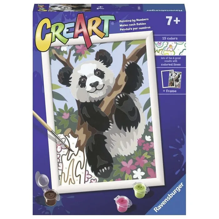 Ravensburger – CreArt Serie D, Panda, Pintura por Numeros, Kit de Pintura para Niños, Juego Educativo para Niños de 9+ Años, 26×20 cm