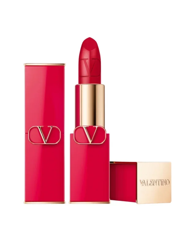 Recambio de labial cremoso Valentino Rosso Satin Finish, tono 22R vibrante, 3.5 g, fórmula hidratante y de alta pigmentación para acabado suave y duradero