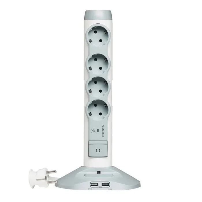 Regleta con interruptor legrand 694614/ 4 tomas de corriente/ 2 usb/ blanca