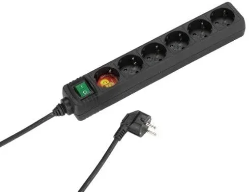 Regleta con interruptor vivanco 27019/ 6 tomas de corriente/ negra