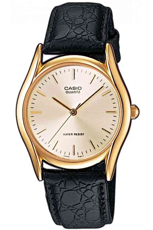 Reloj Casio MTP-1154PQ-7A Latón correa color: Negro Dial Blanco Analógico Hombre
