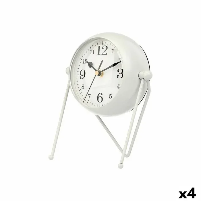 Reloj de mesa blanco metal 18 x 21 x 12 cm (4 unidades)