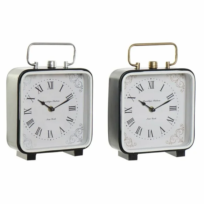 Reloj de mesa dkd home decor 19 x 7 x 27 cm cristal negro azul blanco hierro (2 unidades)