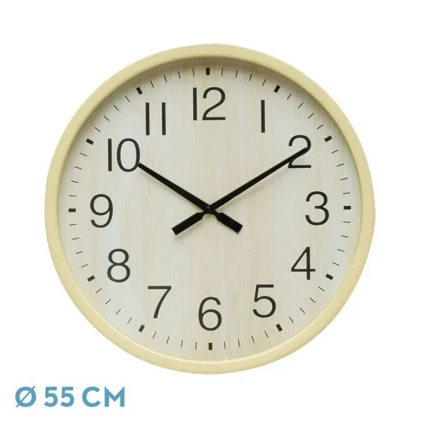 Reloj de pared MANILVA haya 55x55x4 cm movimiento continuo
