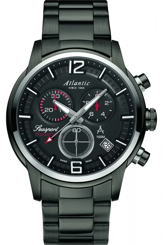 Reloj de pulsera Atlantic Seasport – 87466.46.45 correa color: Negro Dial Gris antracita Hombre