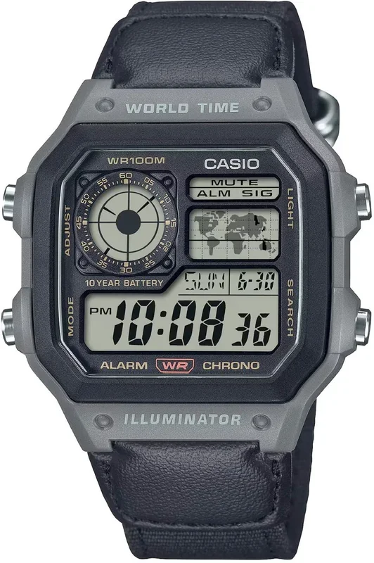 Reloj de pulsera CASIO Collection – AE-1200WHUB-8AVEF correa color: Negro Dial LCD Negro Hombre