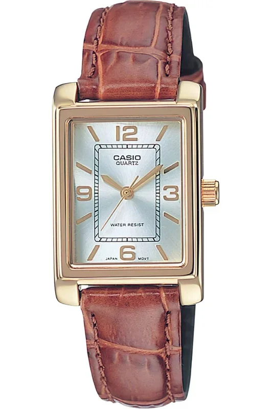 Reloj de pulsera CASIO Collection – LTP-1234PGL-7AEG correa color: Marrón Dial Gris plata Mujer