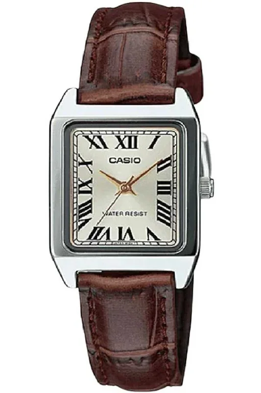 Reloj de pulsera CASIO Collection – LTP-V007L-9B correa color: Chocolate Dial Gris seda Mujer
