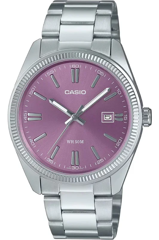 Reloj de pulsera CASIO Collection – MTP-1302PD-6AVEF correa color: Gris plata Dial Violeta Hombre