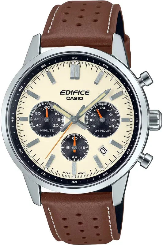 Reloj de pulsera CASIO Edifice – EFR-575L-7AEF correa color: Marrón Dial Blanco crema Hombre