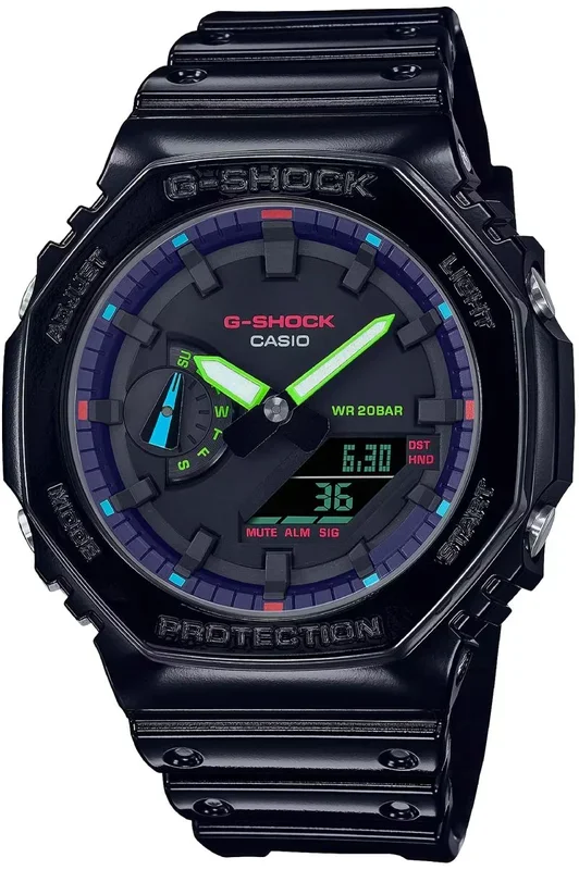 Reloj de pulsera CASIO G-Shock – GA-2100RGB-1AER correa color: Negro Dial Negro Hombre