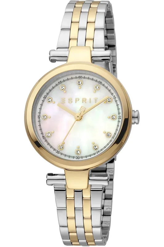 Reloj de pulsera Esprit Laila dot – ES1L281M1095 correa color: Gris plata Oro amarillo Dial Mother of Pearl Blanco antiguo Mujer