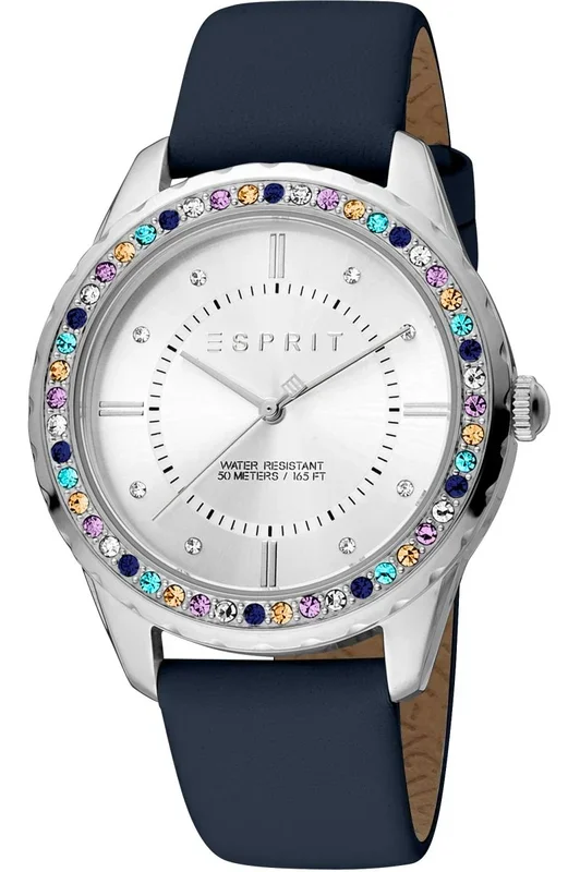 Reloj de pulsera Esprit Skyler XL – ES1L353L0015 correa color: Azul noche Dial Gris plata Mujer