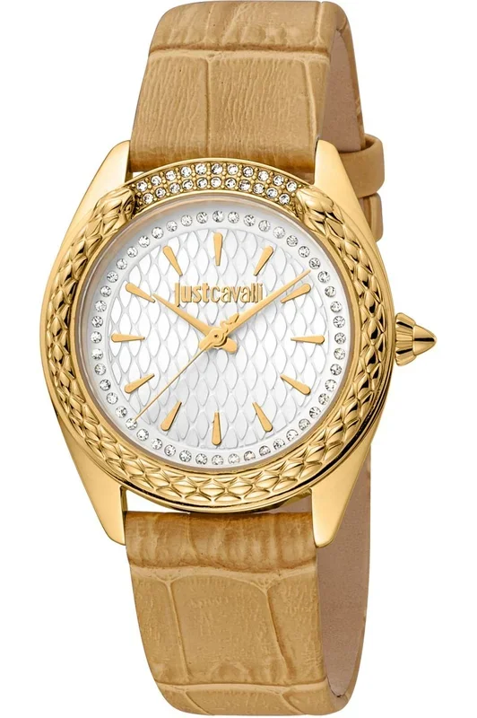 Reloj de pulsera Just Cavalli Animalier Prestigio – JC1L195L0325 correa color: Beige Dial Gris plata Mujer