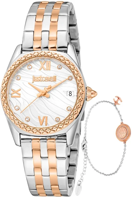 Reloj de pulsera Just Cavalli Just Cavalli SET Indomitable Animalier – JC1L312M0105 correa color: Gris plata Oro rosa Dial Gris plata Mujer