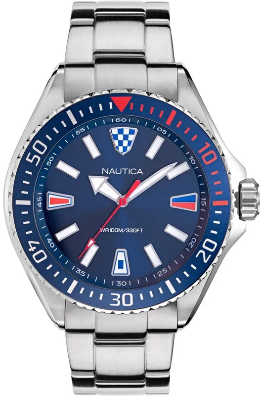 Reloj de pulsera Nautica – NAPCPS904 correa color: Gris plata Dial Azul Hombre