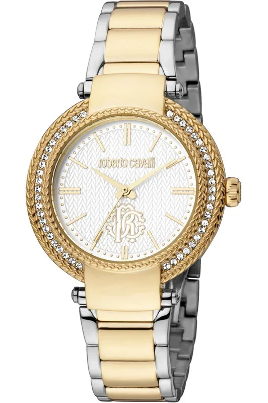 Reloj de pulsera Roberto Cavalli – RC5L023M0095 correa color: Gris plata Oro amarillo Dial Gris plata Mujer