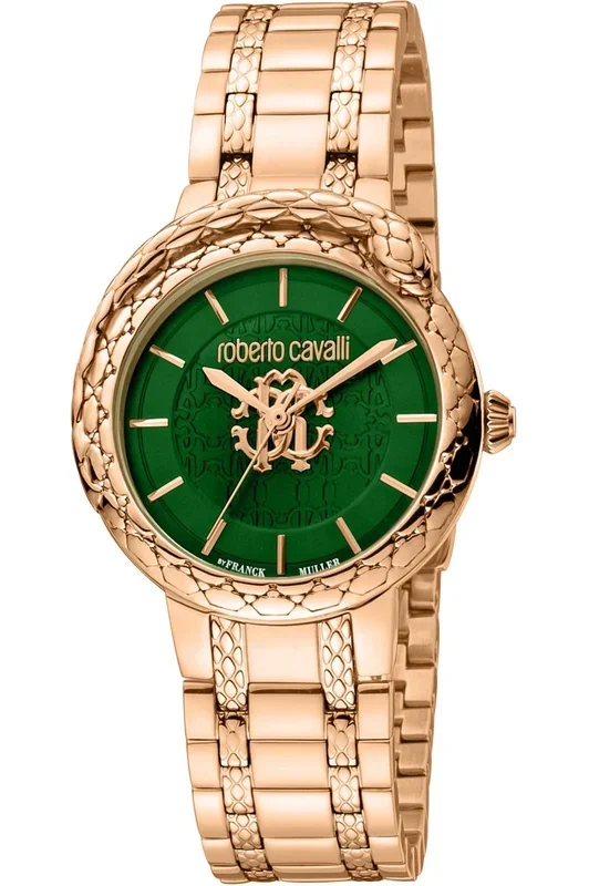 Reloj de pulsera Roberto Cavalli by Franck Muller – RV1L189M0061 correa color: Oro rosa Dial Verde botella Mujer