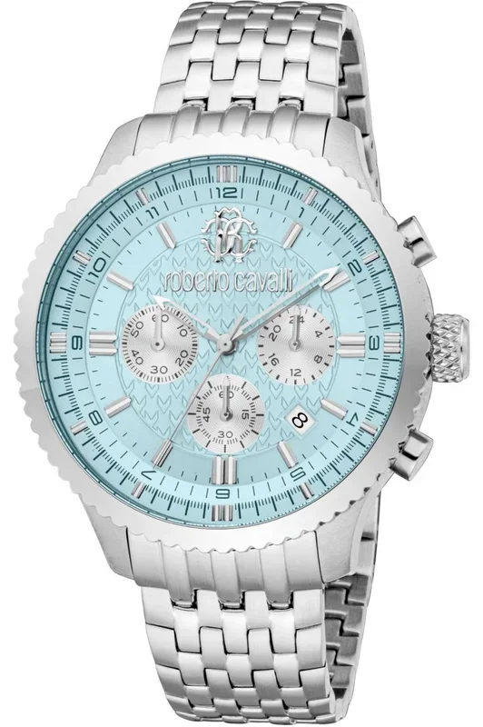 Reloj de pulsera Roberto Cavalli Roberto Cavalli Gent – RC5G127M0055 correa color: Gris plata Dial Azul luminoso Gris plata Hombre