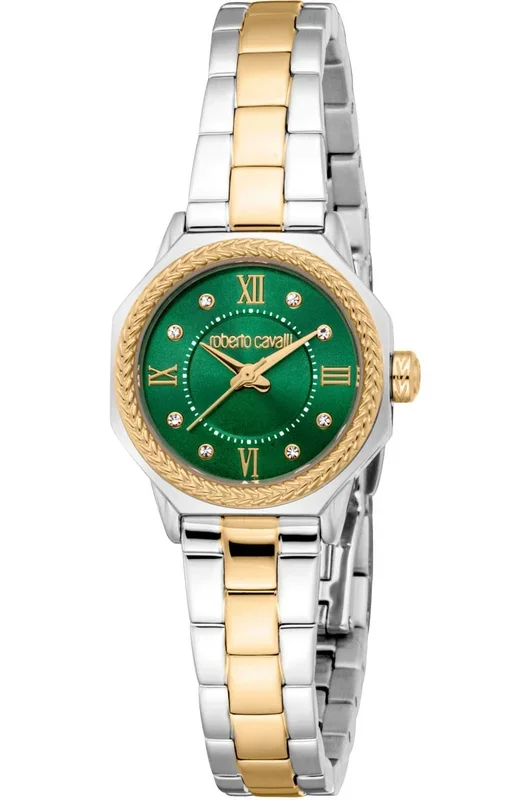 Reloj de pulsera Roberto Cavalli Roberto Cavalli Lady – RC5L122M0085 correa color: Gris plata Oro amarillo Dial Verde botella Mujer