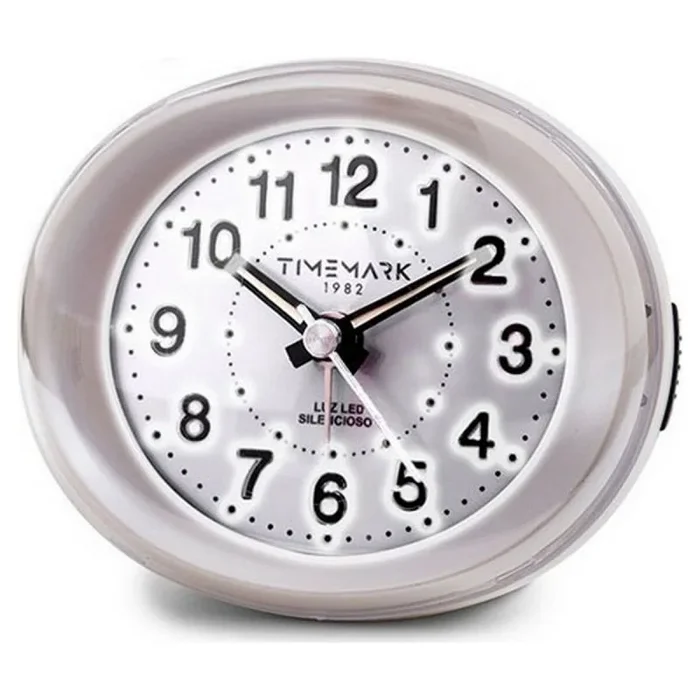 Reloj-despertador analógico timemark blanco luz led silencioso snooze modo noche 9 x 9 x 5,5 cm (9 x 9 x 5,5 cm)