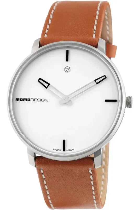 Reloj MOMO Design MD6003SS-12 Acero Inoxidable correa color: Marrón Dial Blanco Analógico Hombre