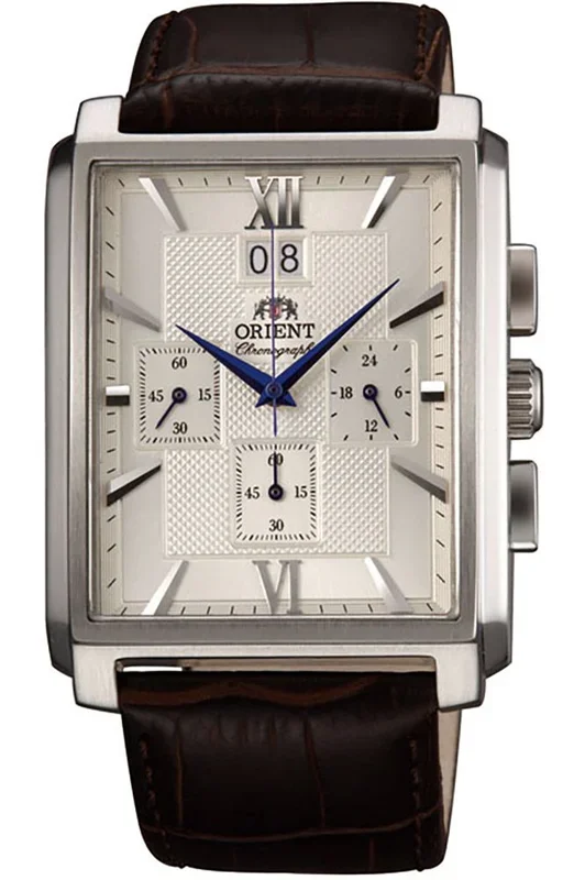 Reloj Orient FTVAA004S0 Acero Inoxidable correa color: Marrón Dial Gris Cronógrafo Hombre