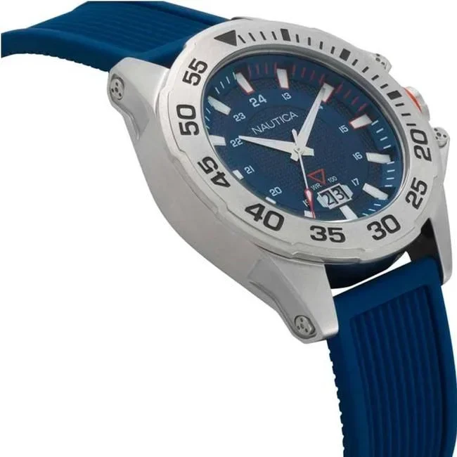 Reloj Para Hombre Nautica, Modelo NAPWSV001. Reloj de Acero Inoxidable, correa de color Azul Marino y Dial en color Azul Marino. Reloj Analógico para Hombre. WR 100 mt.
