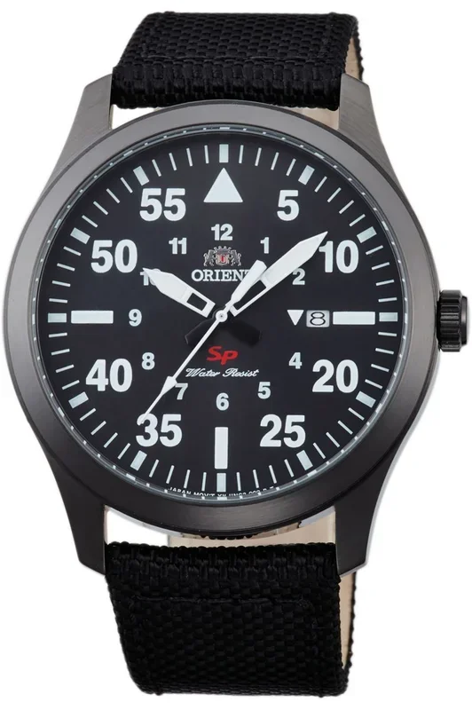 Reloj para Hombre Orient, Modelo FUNG2003B0. Reloj Chapado de Acero Inoxidable, correa de color Negro y Dial en color Negro. Reloj Analógico para Hombre. WR 50 mt.