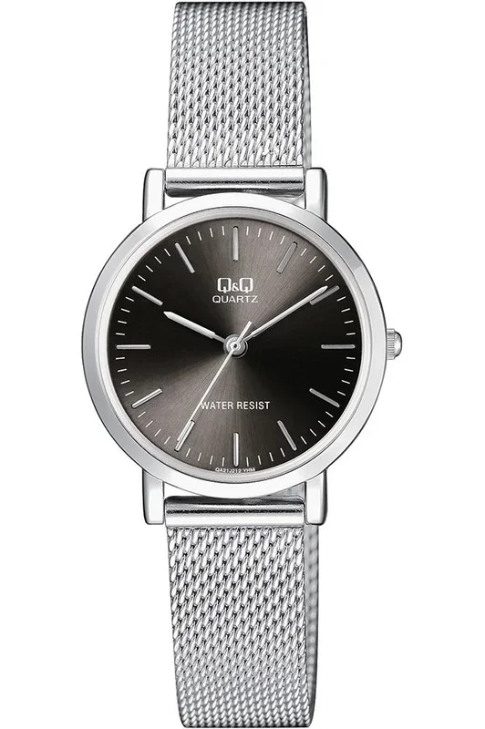 Reloj para Mujer Q&Q, Modelo QA21J212Y. Reloj de Metal, correa de color Metálico y Dial de color Gris Oscuro. Reloj Analógico para Mujer. WR 30 mt.