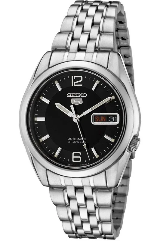 Reloj Seiko SNK393K1 Acero Inoxidable correa color: Metálico Dial Negro Analógico Hombre