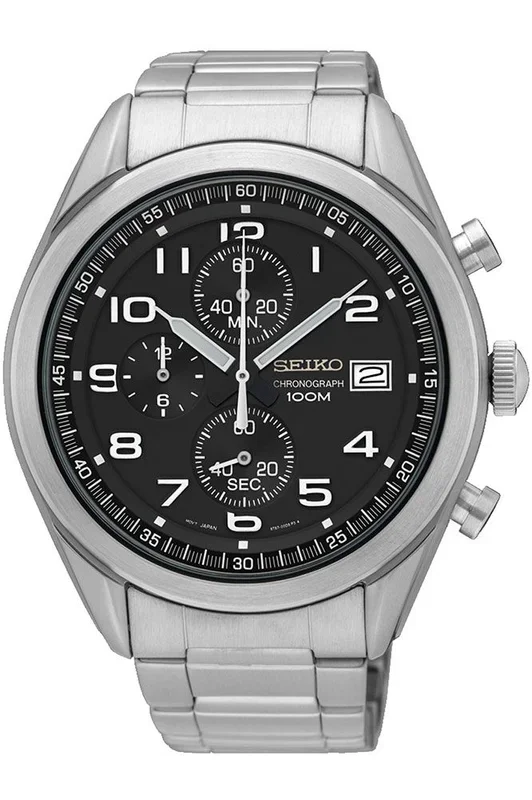 Reloj Seiko SSB269P1 Acero Inoxidable correa color: Metálico Dial Negro Cronógrafo Hombre