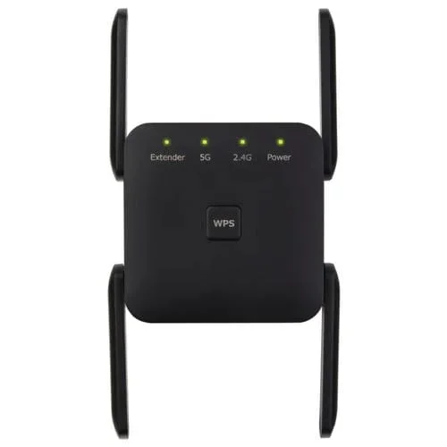 Repetidor Amplificador Extensor WIFI 1200Mbps 2,4G/5G Compatible Puerto Ethernet Enchufe (Negro) EE. UU.