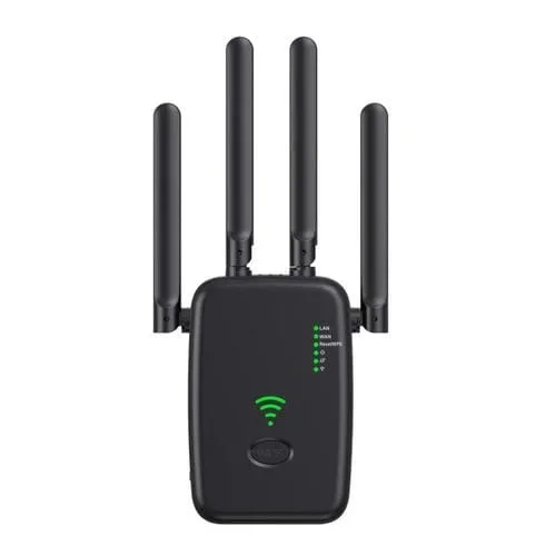 Repetidor Inalámbrico Urant U11 1200 Mbps 2,4 GHz y 5,8 GHz Amplificador Señal WIFI Compatible WPS Enchufe Británico (Negro)
