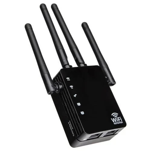 Repetidor WIFI Extensor de Rango 5G/2,4G 1200Mbps con 2 Puertos Ethernet (Negro) Enchufe Estadounidense