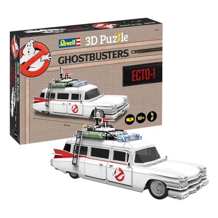 Revell Puzzle 3D 00222 Cazafantasmas Ecto-1, 120 piezas, muy detallado, 33 cm de longitud, divertido y fácil de construir