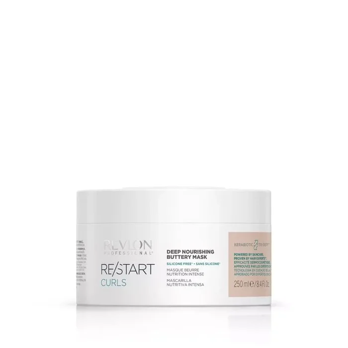 REVLON PROFESSIONAL – Restart Curls, Deep Nourishing Buttery Mask, Mascarilla de doble acción para pelo rizado, Equilibra el Microbioma y Nutre el Cabello, Hidrata, Define los Rizos, con Aceite de Jojoba – 250 ml