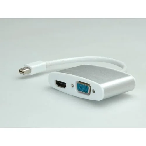 ROLINE 12.03.3161 adaptador de cable de vídeo 0,1 m Mini DisplayPort HDMI + VGA (D-Sub) Plata