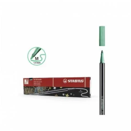 Rotulador punta 1,4 mm pen 68 metallic verde hoja stabilo